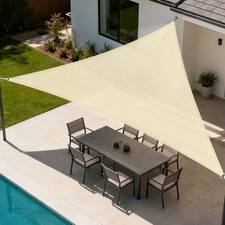 Custom Equilateral Triangle Beige Sun Shade Sail Canopy Awning Patio Pool Cover