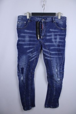 Dsquared2 Classic Kenny Blue Solid Cotton Distressed Button Fly Jeans Size 52