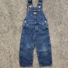 VTG 4T OshKosh B gosh Blue Denim Jean Overalls Made In USA Vestbak Flannel Lined