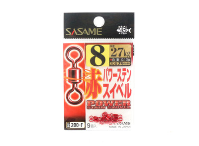 Sasame 200-F Power Stain Swivel Smooth Spin Red Size 8 (4822)
