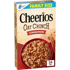 Cheerios Oat Crunch Cinnamon Breakfast Cereal, Made with Whole Grain,-24 oz