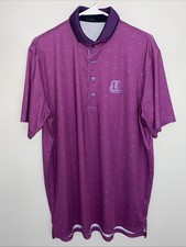 Greyson Polo Mens L Wolf Aop Geometric Performance Golf Pink Purple Club Logo