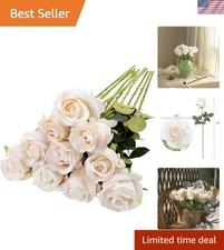 Elegant Lifelike Vintage Ivory Silk Roses - Perfect for Wedding Centerpieces