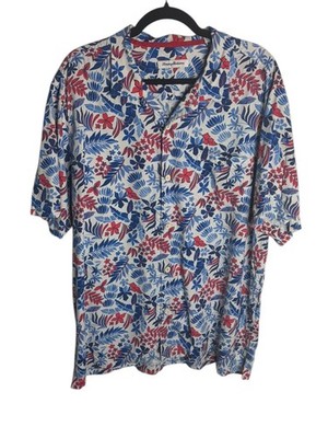 Tommy Bahama Size Xl Botticelli Toss Tropical Print Silk Camp Shirt Button Down
