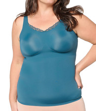 Evelyn  Bobbie Lace Trimmed V-Neck Seamless Bra Cami Large Deep Tide A704715