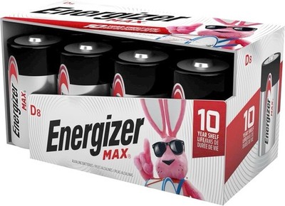 2 pk Energizer D Batteries D Cell Battery Premium Alkaline 16 count Expire 2028