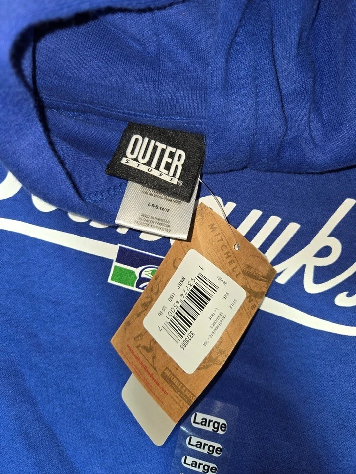 Seattle Seahawks Mitchell & Ness Outer Stuff Youth Hoodie Large NEW NWT NFL - Image 3 of 4