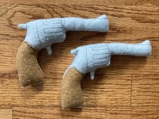 Used Handmade Felt Toy Revolver Guns Machine Sewn Stuffed Plush Single Sided