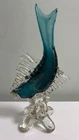 Vintage Murano Style Art Glass Fish Figurine Large Blue Green Sculpture