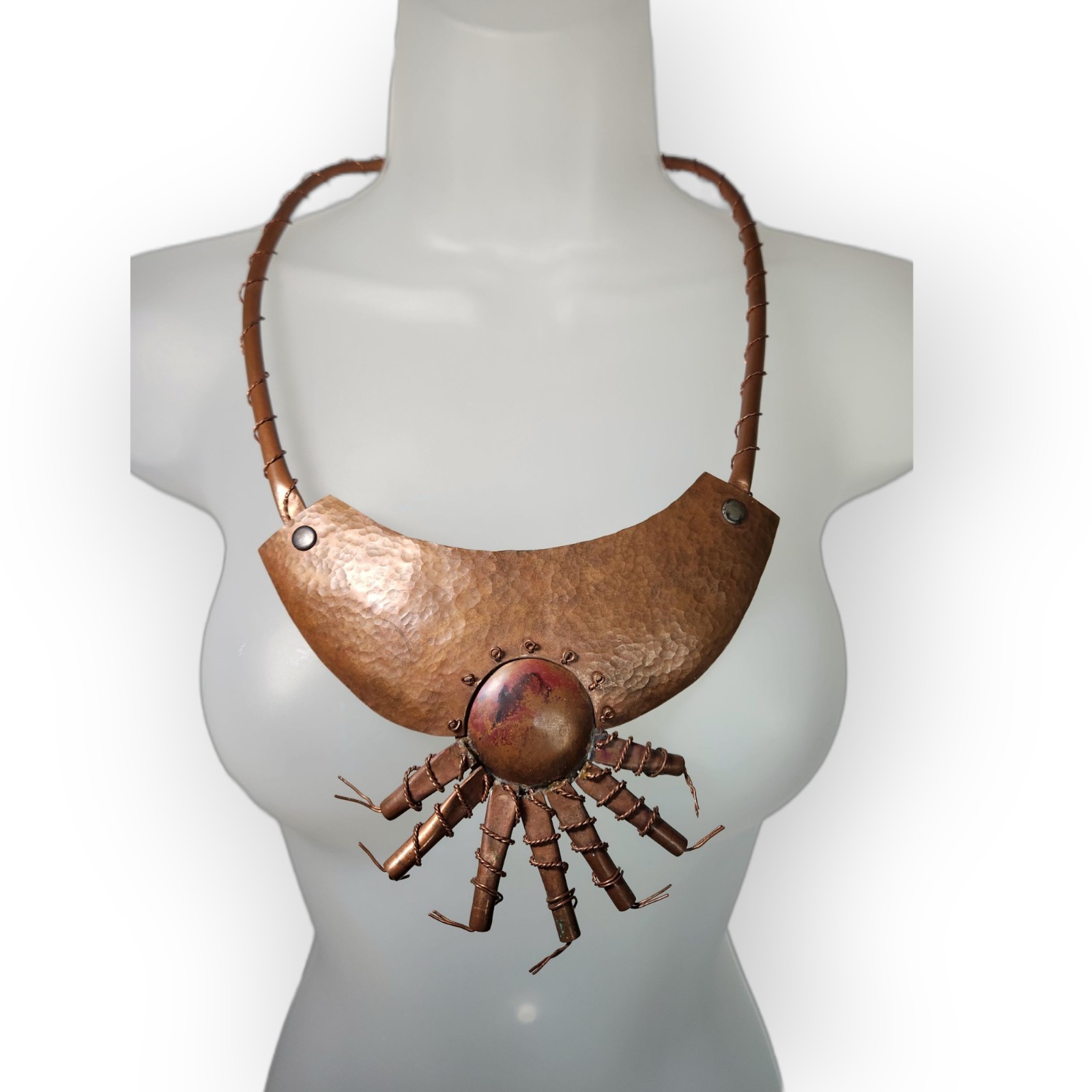 BOLD Brutalist Artisan Copper Statement Necklace … - image 1
