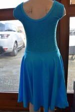 Turquoise lace front sleeveless ballroom dance dress BALL6 -  Size UK 10