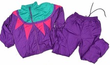 Vtg 80's Architect Windbreaker Womans Jacket Sz M Pants Sz S Purple Green