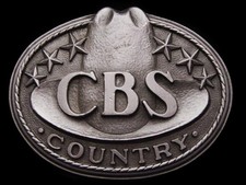 JI23167 NOS VINTAGE 1970s CBS RECORDS COUNTRY MUSIC PEWTER BELT BUCKLE
