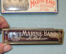 Vintage M. Hohner Marine Band Harmonica No. 1896 in Bob Key Of G Germany