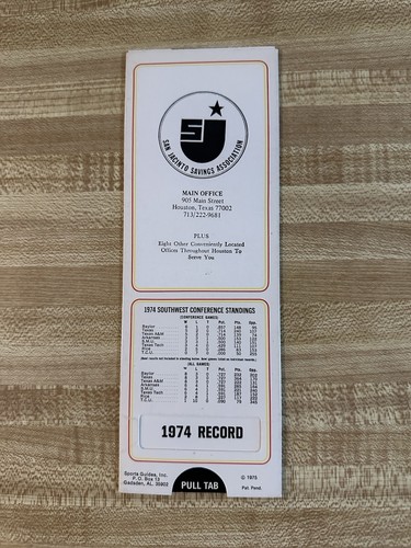 1975 Southwest Conference Football Slide Schedule - Picture 2 of 4