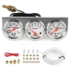2'' 52mm Chrome Triple Gauge Set Water Temp Oil Pressure Volt Meter 3 in 1 Panel