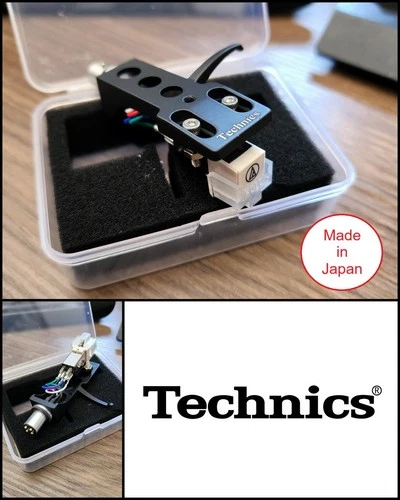 Genuine Technics Black  Turntable Headshell Audio-Technica Stylus Cartridge