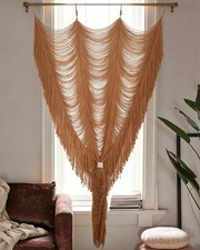 Macrame Curtain Boho Curtain Doorway Window Wall Decor Fiber Yarn Art Handwov...