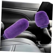 Fluffy Car Gear Shift Knob  Handbrake Cover, Furry Auto Hand Brake Purple