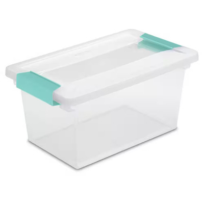 18 Gal. Medium Clip Box Home Storage Bin Container with Lid in Clear (16-Pack)