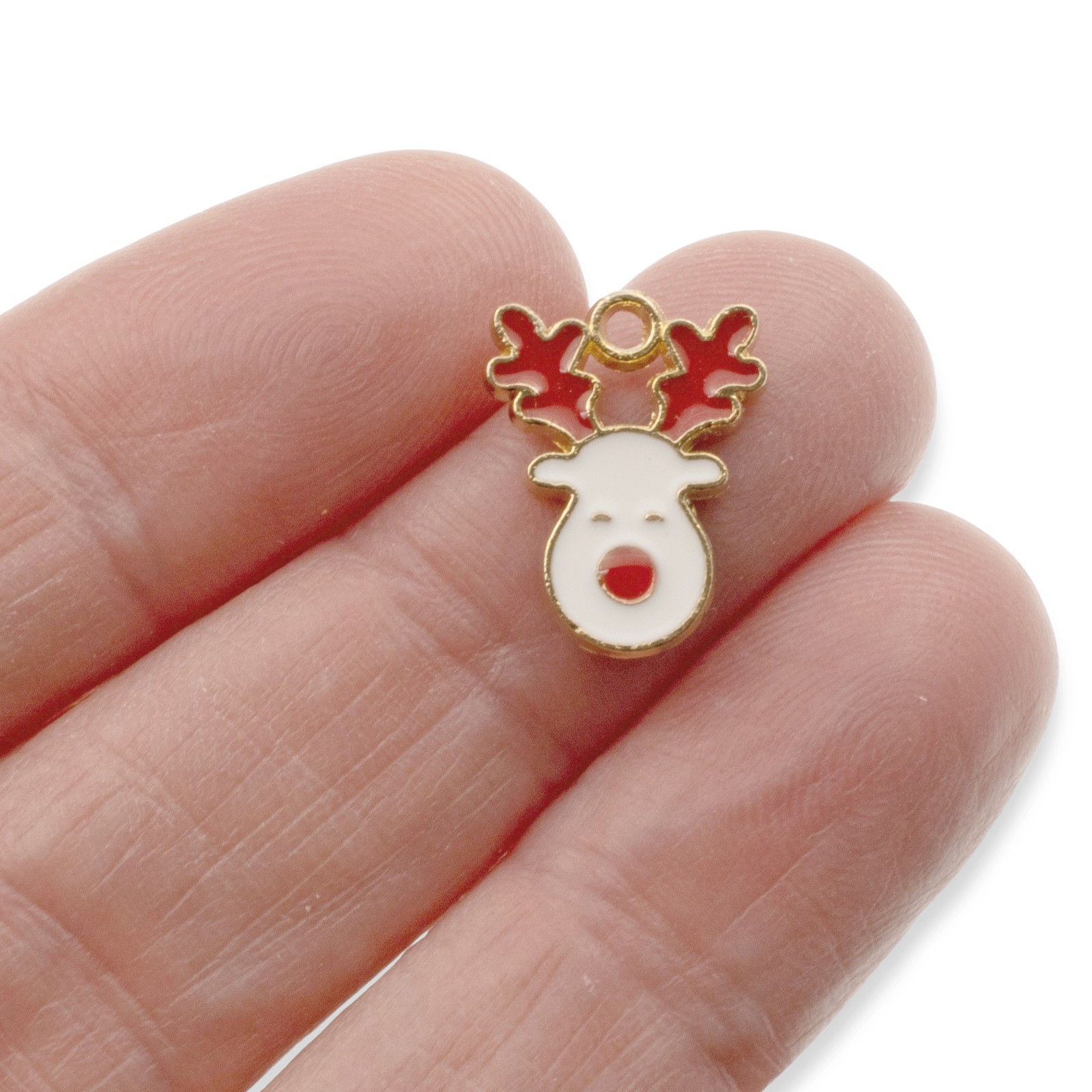 Red Reindeer Christmas Charms Enamel Holiday Deer Jewelry Making 10pc