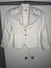 j crew women 100 Linen white blazer size 00 Petite