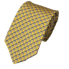 Brooks Brothers Silk Tie Men's Yellow Blue Equestrian Bit Excellent Classic
