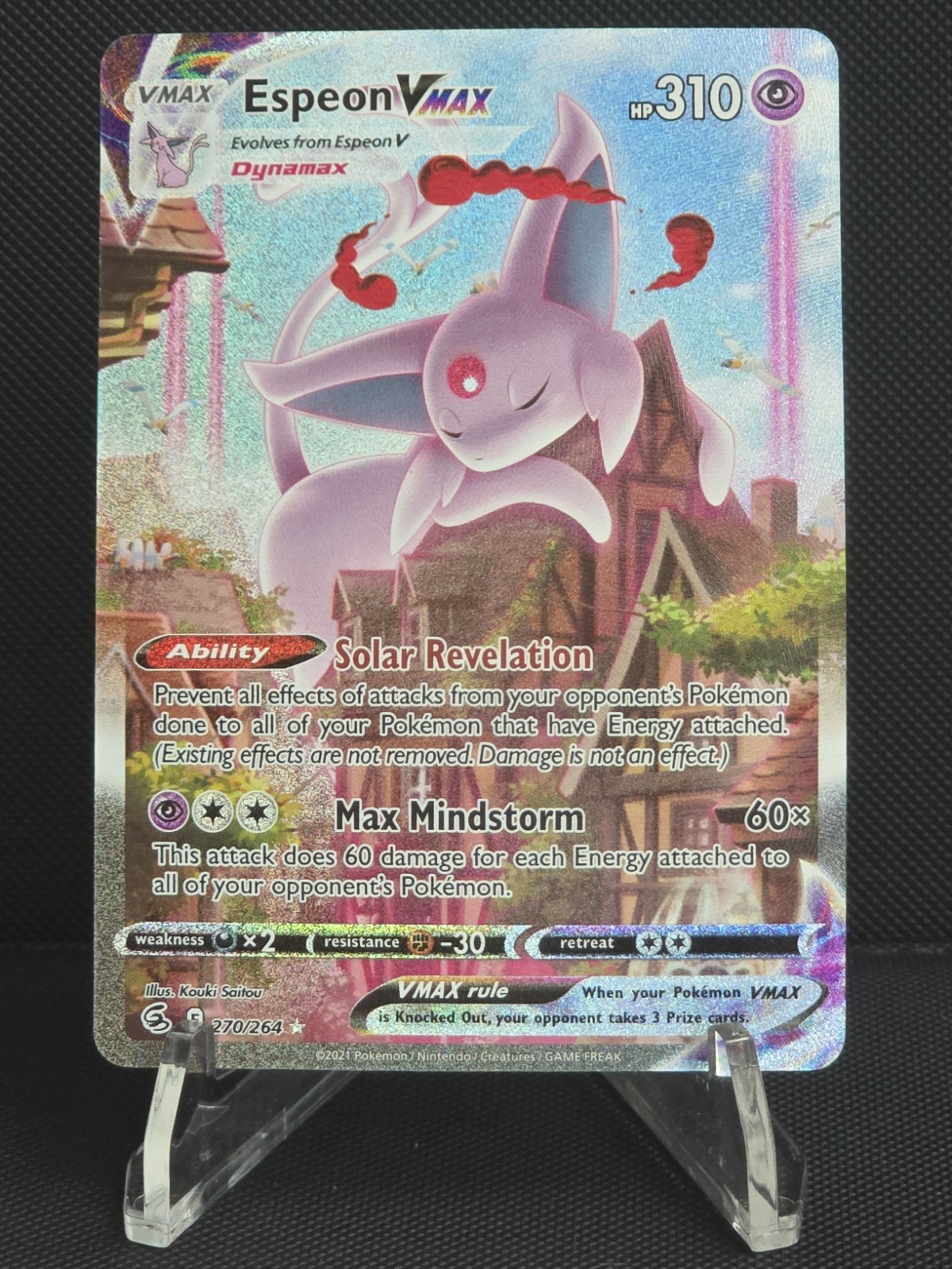 Espeon VMAX 270/264 Alt Art Secret Rare Pokemon English Fusion Strike 2021 MINTY