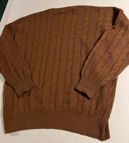 VINTAGE Bobby Jones Silk Cashmere Brown Cable Knit Crewneck Sweater LARGE Golf , Size L, $42.95 - Photo 6