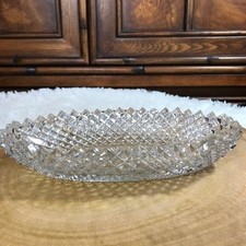 Vintage Cut Crystal Oval Peaked Edge Multi Facet Starburst Dish