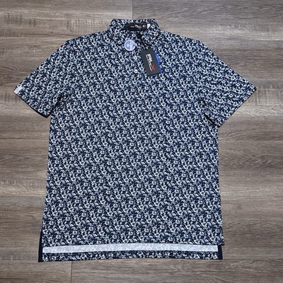 NEW RLX Ralph Lauren Men's Size Small Navy Blue Floral Golf Polo
