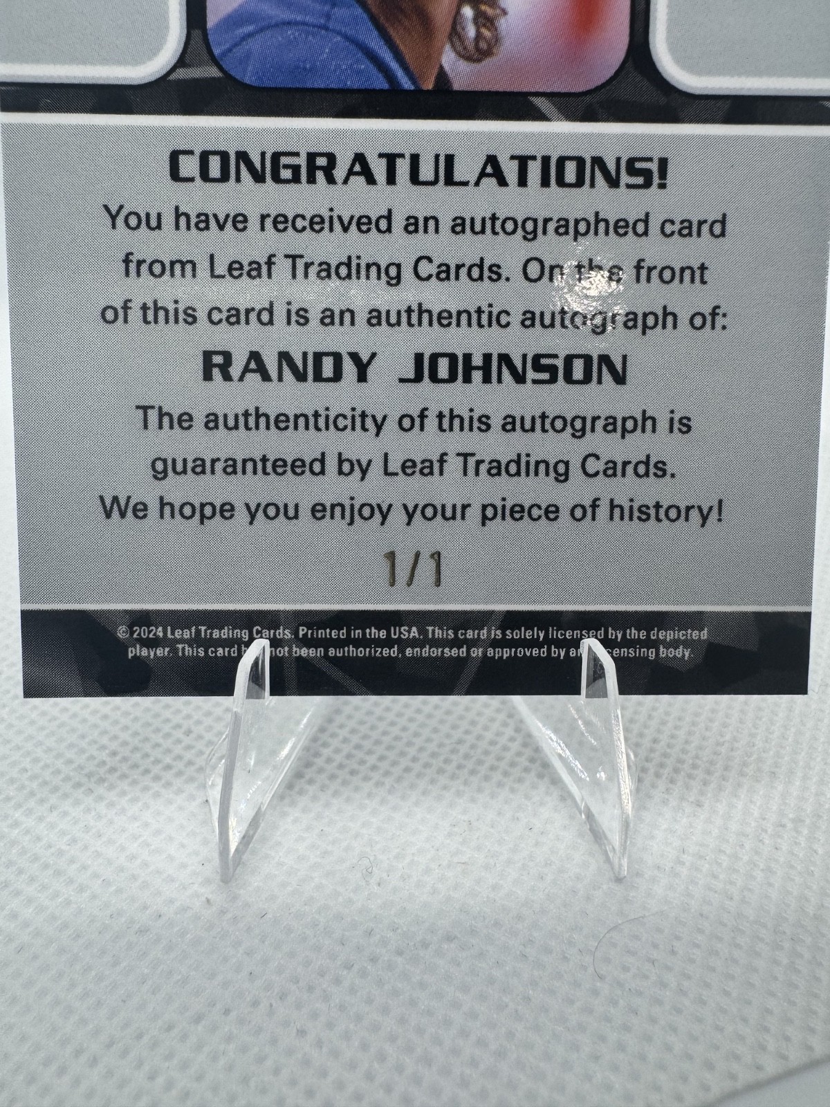2024 Leaf Metal Randy Johnson Auto 1/1 view 3