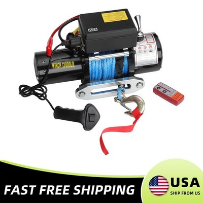 12000LBS Electric Winch 12V Synthetic Cable Truck Trailer Towing Steel Cable