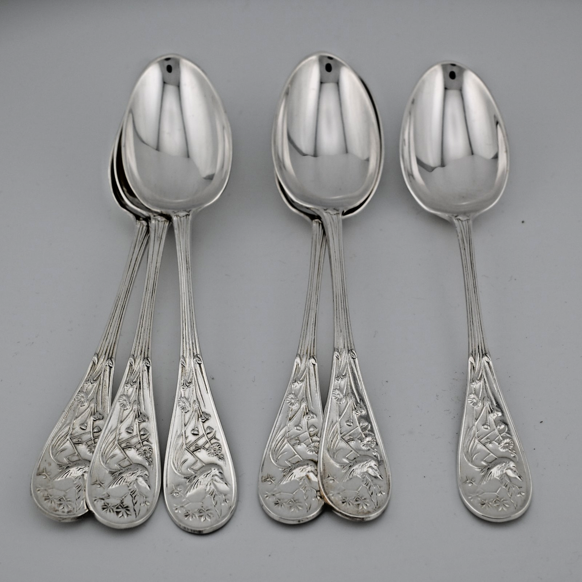 6 Sterling Silver Tiffany & Co Audubon Teaspoons 6 1/4