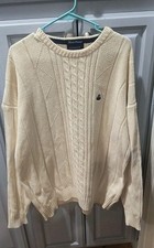 Gant Hand Framed Sweater Mens Ivory Cotton Cable Knit Crew Neck 2xl Pullover