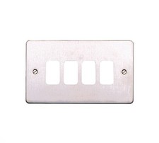 MK K14334BSS 4 Mod Modular Front Plate with Mounting Frame BrushedStainlessSteel