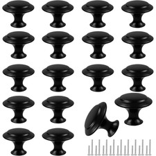 New 18 Pack Matte Black Kitchen Cabinet Knobs Round Drawer Pulls Stainless Steel