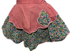Vintage Half Apron Pink Blue Green Floral Pocket Cotton Tradwife Retro Kitchen