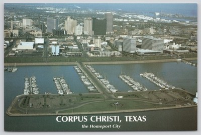 TX Corpus Christi, Aerial View Downtown, Harbor, Homeport City Chrome Unp 6 x 4