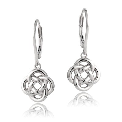 925 Silber Love Knot Blume Ohrhänger Leverback Ohrringe