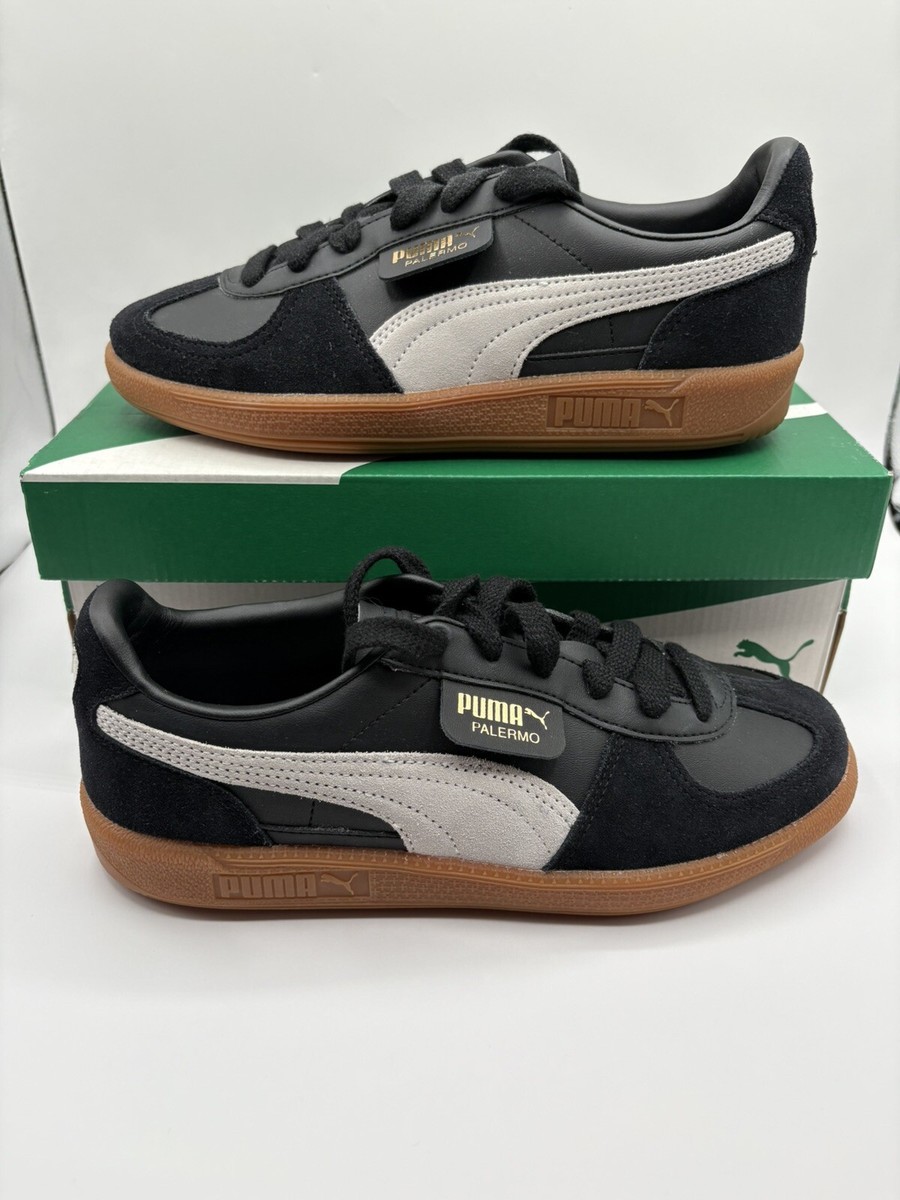 New Puma Palermo Lth Jr 397275 03 Black Gum Casual Shoes Sneakers