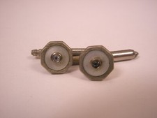 SINGLES 2 5/16" White Rhinestone Octagon Vintage Formal Tux Prom Shirt Stud h64