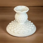 Vintage Fenton? Milk Glass Hobnail Ruffled Edges Taper Candlestick Holder 3 1/4’