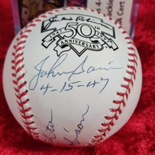 Johnny Sain Guaranteed Authentic Autographed Baseball Monogrammed w/First Pitch