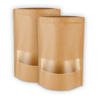 <!--F#f_0-->Kraft Paper Stand Up Pouch Resealable Zip Seal Lock Food Bag w/ Window Packaging<!--F/-->