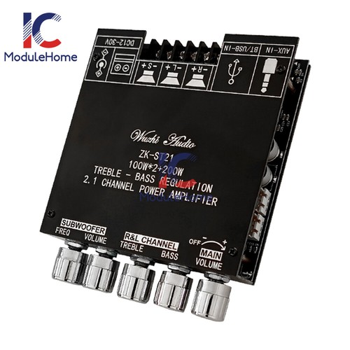 ZK-ST21 100W+100W+200W 2.1 Channel Bluetooth Digital Power Subwoofer Amplifier - Picture 16 of 24