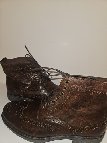 EUC Aston Grey Staten Ankle Boots Mens 10 Brown Leather Wingtip Brogue #500111 - 第 3/7 張圖片