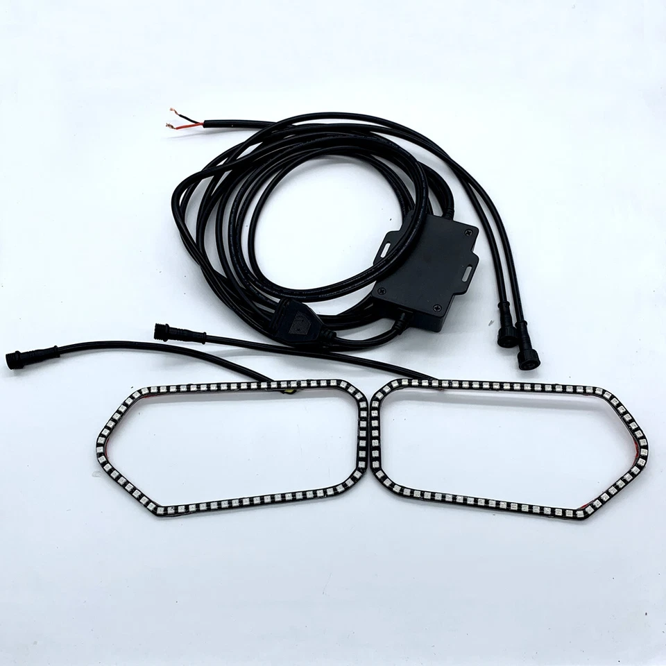 Faros LED de anillo halo RGB de 2 piezas para Polaris RZR 570 800 800S XP 900 Bluetooth Foto 3 de 4