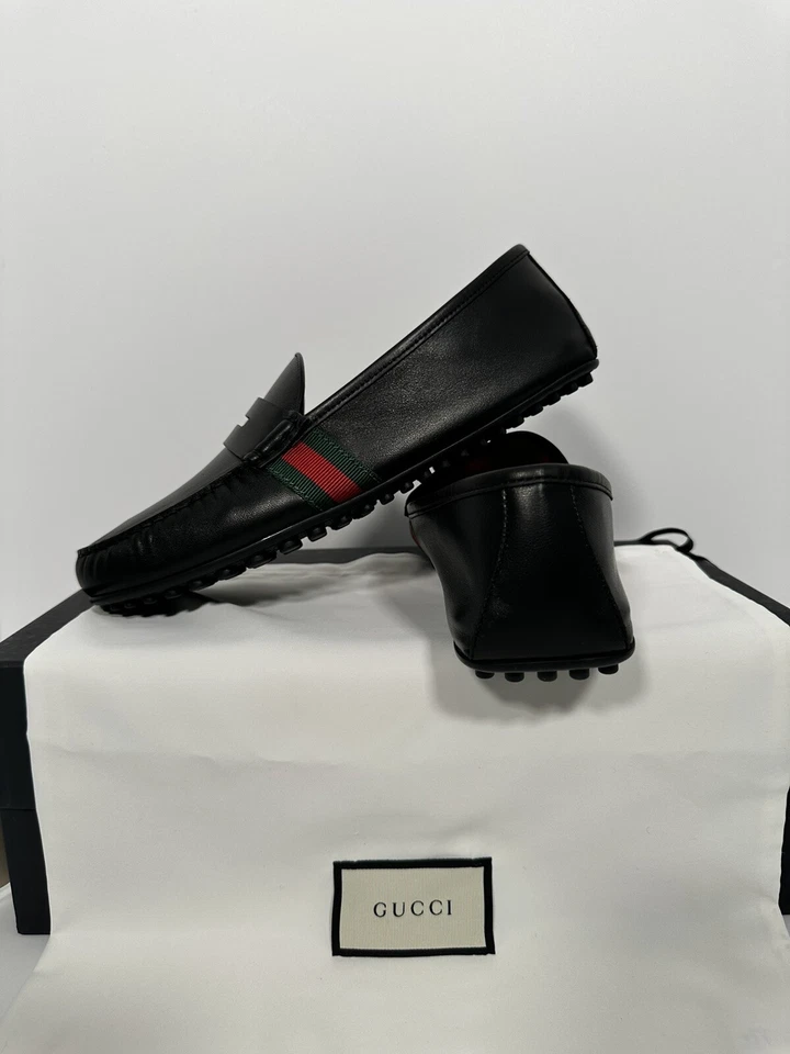 Mocassins Gucci Couro Nappa Borracha Superior Dentro EUA Tamanho 9.5 - Imagem 3 de 4