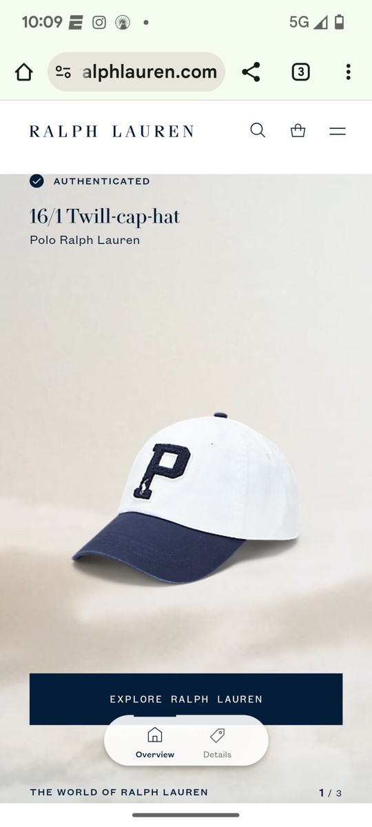 Polo Ralph Lauren Men's Two-Tone Twill Ball Cap Hat Brand New